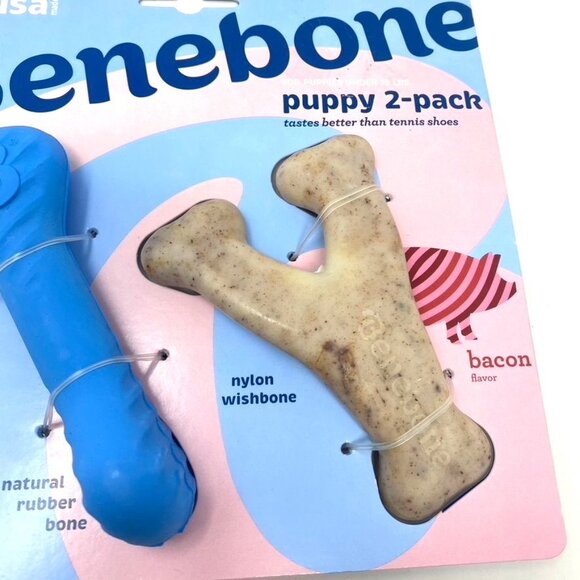 Benebone Rubber and Nylon Puppy Dog Chew Toy Small Bacon Flavored Made In USA - Picture 6 of 6